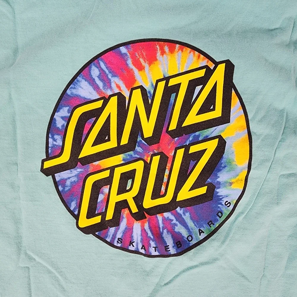 Santa Cruz Skateboards Tie Dye Dot Logo T-Shirt Mint Green XS Short Sleeve Tee